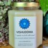 healing, vishuddha, throat chakra, peppermint, blue lace agate, borage, spell candle, crystal & ash, crystal candle, reiki infused, made in edmonton, handmade, made in alberta, made in canada, shop local, women owned, hand poured, soy candle